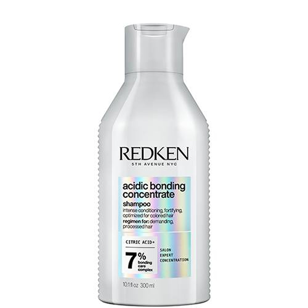 Frasco branco de shampoo Redken Acidic Bonding Concentrate 300 ml