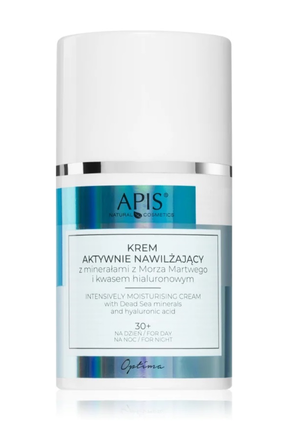 Frasco de creme hidratante APIS azul e branco