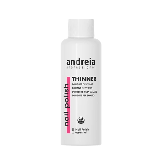 Frasco branco de thinner para verniz de unhas da marca Andreia