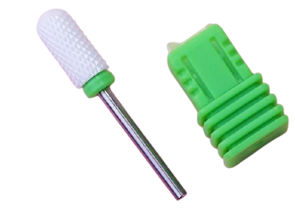 Acessório de manicure branco com protetor verde