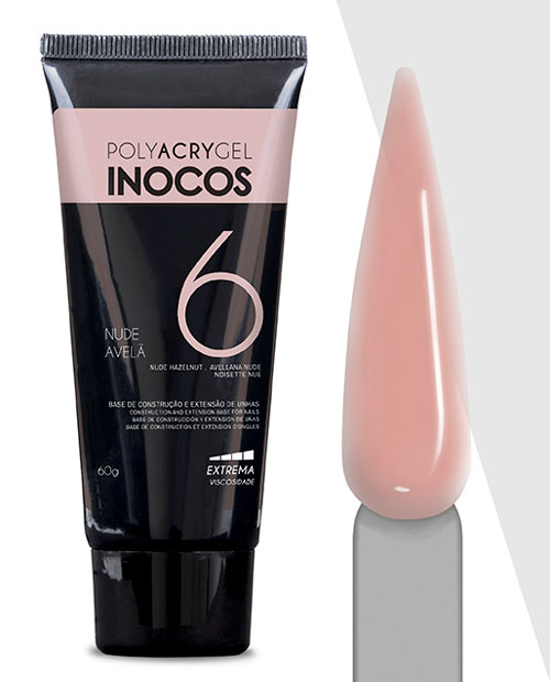 Bisnaga de Polyacrygel Inocos Nude Avelã com amostra da cor