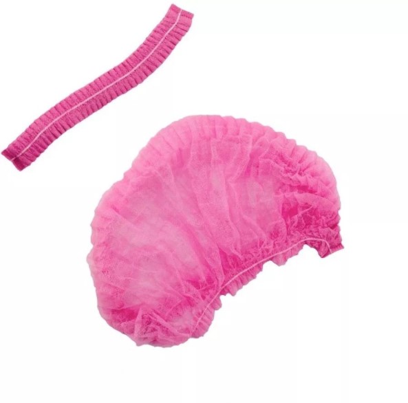 Touca e faixa elástica cor-de-rosa em tecido leve