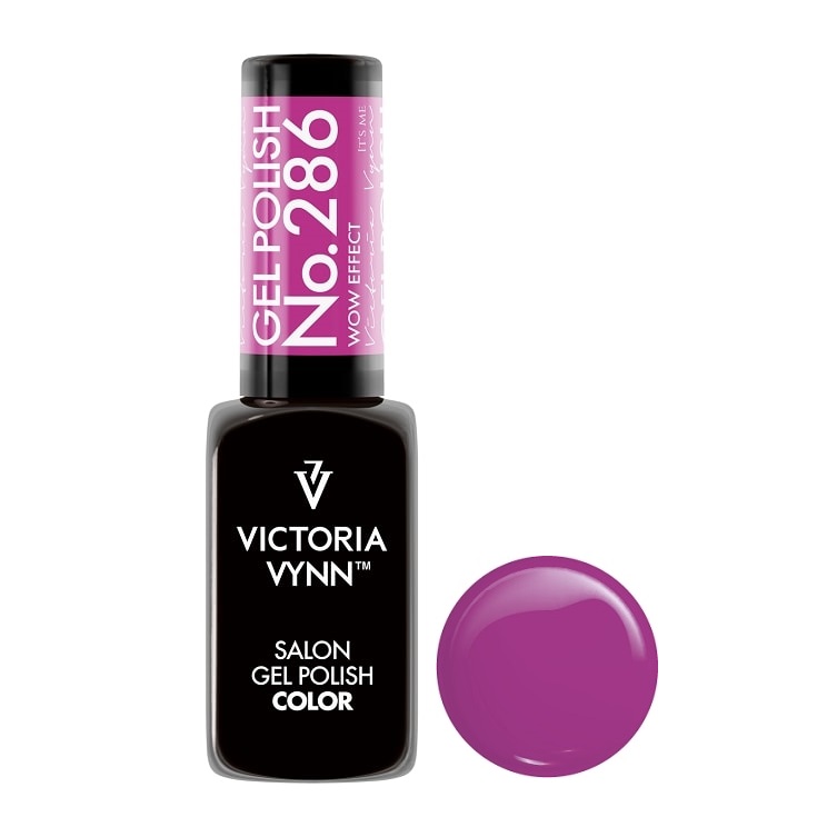 Verniz gel para unhas Victoria Vynn N.º 286 cor roxa com etiqueta rosa