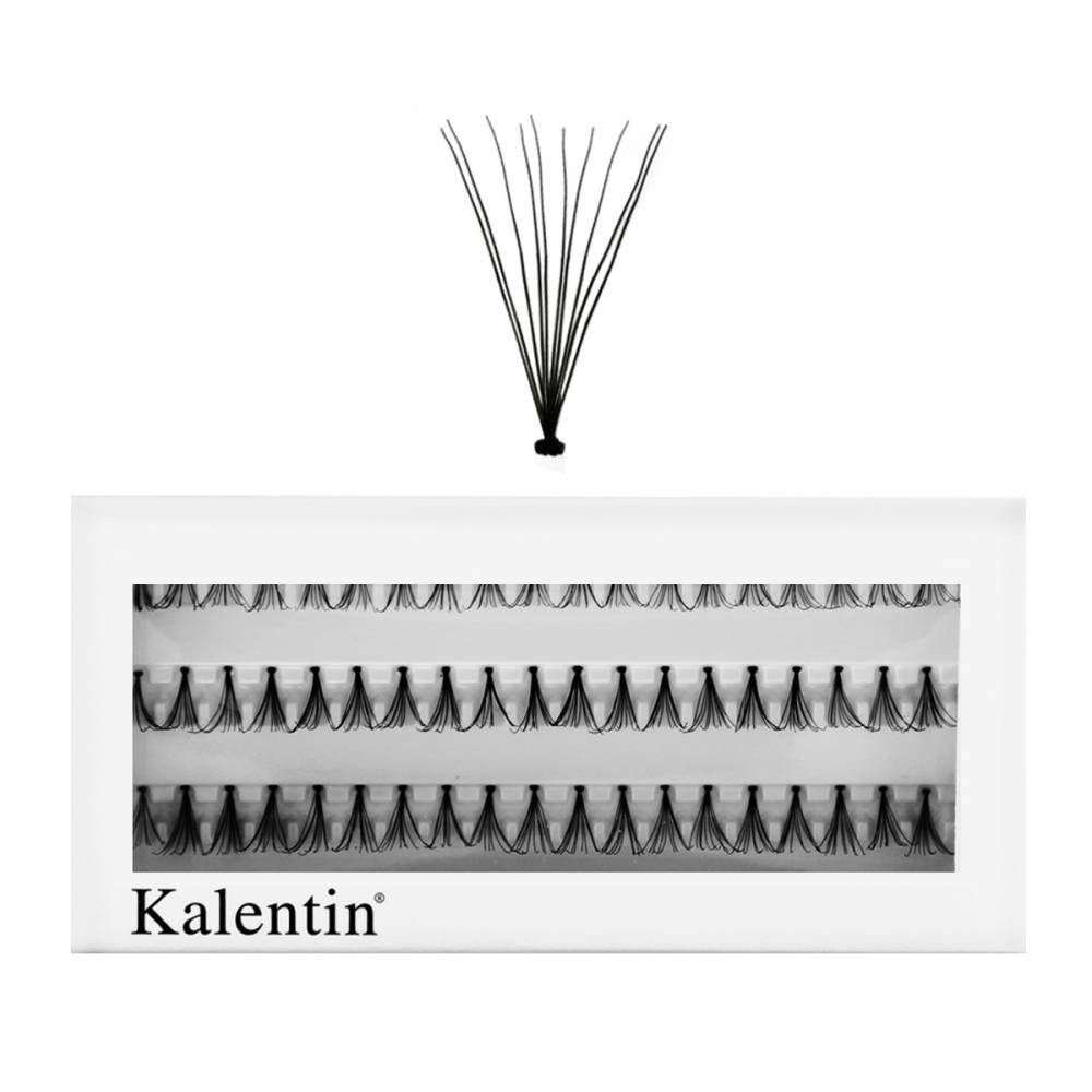Caixa branca com quatro filas de pestanas postiças pretas da Kalentin
