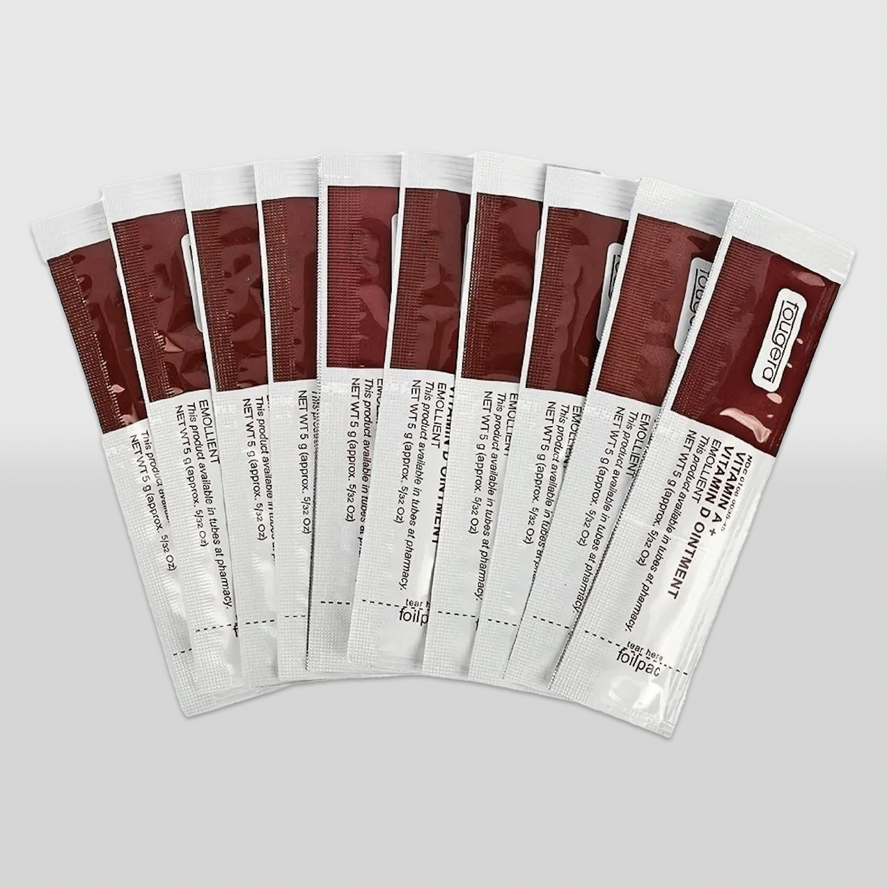 Pacotes pequenos de pomada Dr. Goto em cores branco e castanho