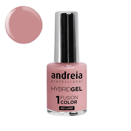 Frasco de verniz de unhas rosa Andreia Professional Hybrid Gel com amostra da cor