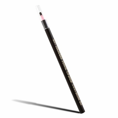 Lápis de sobrancelha preto com tampa transparente e texto dourado