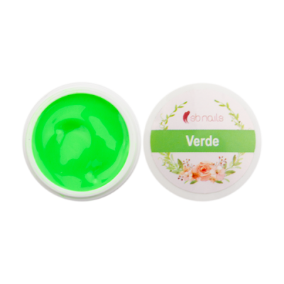 Pasta verde para unhas em embalagem branca com tampa rotulada e decoração floral