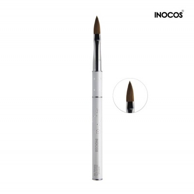Pincel para unhas INOCOS com cabo branco e cerdas pontiagudas