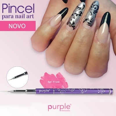 Pincel para nail art Purple com unhas decoradas