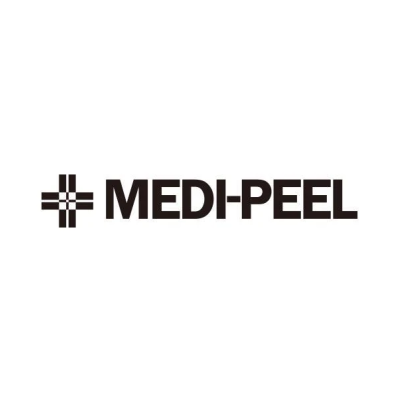 Logótipo preto MEDI-PEEL com símbolo de linhas horizontais e verticais em fundo branco