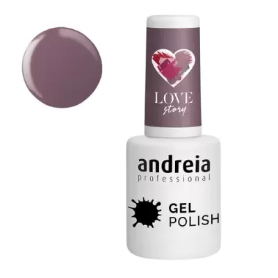 Verniz gel Andreia professional cor roxa com tampa branca e etiqueta com coração