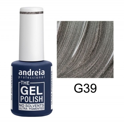 Frasco de verniz gel Andreia Professional cor cinzento metálico G39