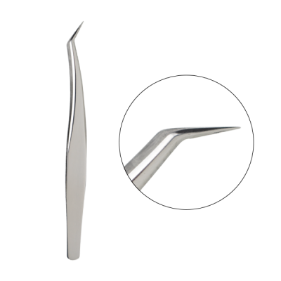 Duas pinças de metal inoxidável com pontas anguladas