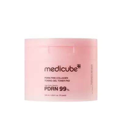 Frasco rosa claro de plástico para produto de cuidado da pele medicube