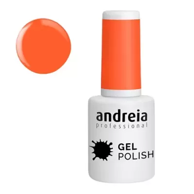 Frasco de verniz gel laranja da marca andreia professional