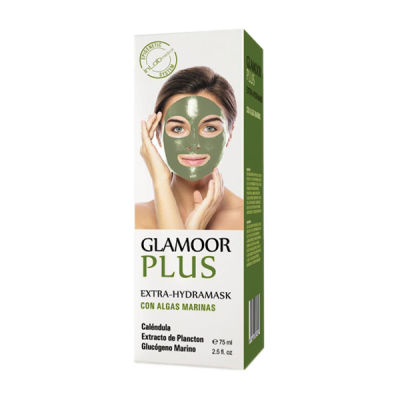  embalagem de máscara facial hidratação com algas marinhas GLAMOOR PLUS