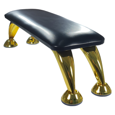 Banco longo preto com pernas douradas