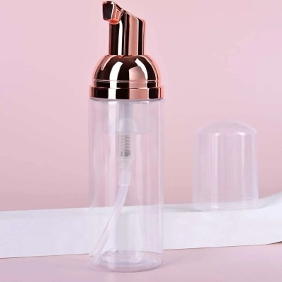 Garrafa transparente com bomba de espuma cobre