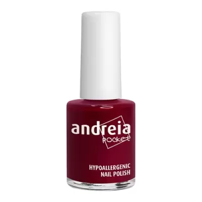 Verniz de unhas vermelho escuro da andreia pocket com tampa branca