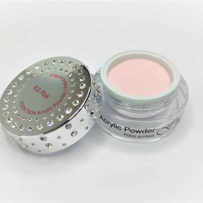 Frasco de pó acrílico para unhas com tampa prateada decorada com brilhos