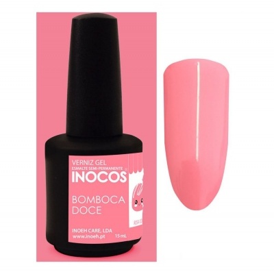 Verniz gel INOCOS Bomboça Doce com amostra da cor rosa