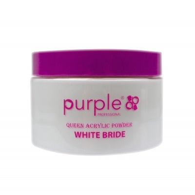 Frasco de pó acrílico White Bride da Purple Professional com tampa roxa