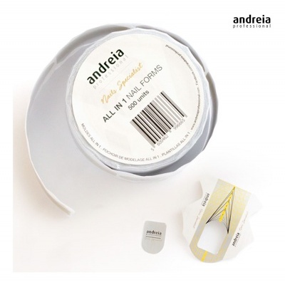 Bobina e formas para unhas Andreia Professional em fundo branco