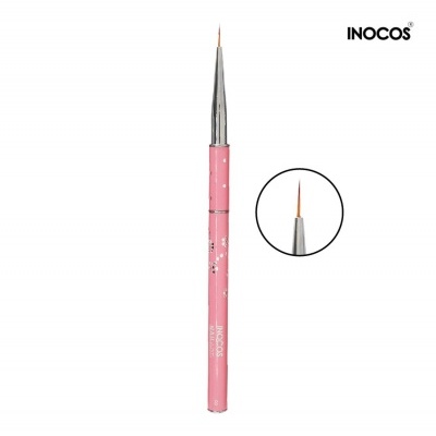 Pincel fino rosa com ponta fina e texto INOCOS