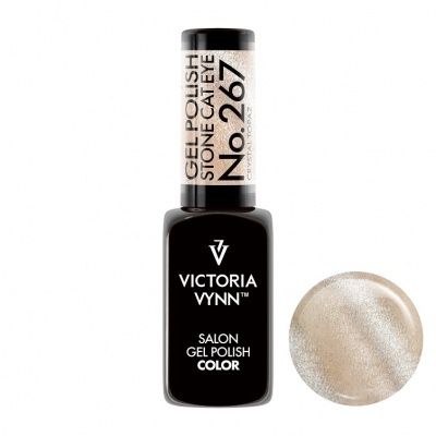 Frasco de verniz gel para unhas Victoria Vynn Stone Cat Eye No 267 e amostra da cor