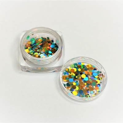 Pote transparente com confetis coloridos