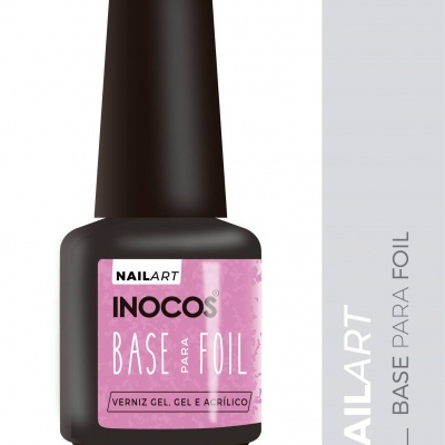 Frasco de verniz gel base para foil cor-de-rosa e preto