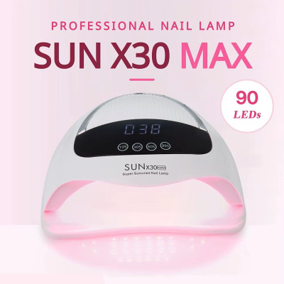 Lâmpada profissional para unhas SUN X30 MAX branca e rosa com visor digital