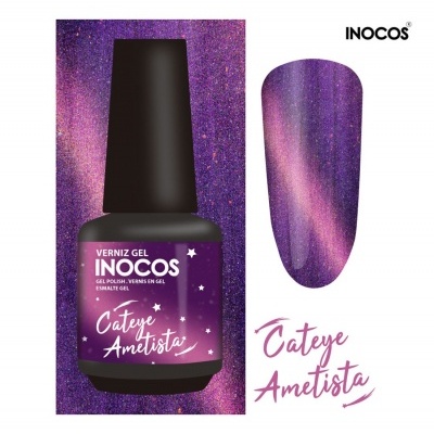 Verniz gel para unhas Inocos Cat Eye Ametista roxo cintilante