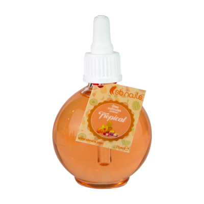 Frasco redondo com óleo de cutículas laranja e tampa branca