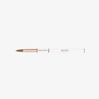 Pincel de unhas Kolinsky Acrylic #8 com cabo branco e detalhes em cobre