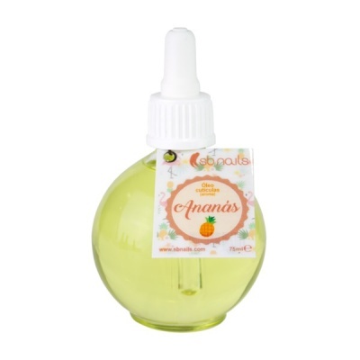 Frasco redondo de vidro com óleo cutículas ananás e conta-gotas branco