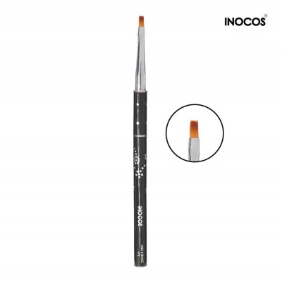 Pincel de unhas INOCOS preto e castanho com detalhe em metal prateado