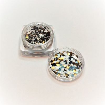 Frascos transparentes com glitter colorido