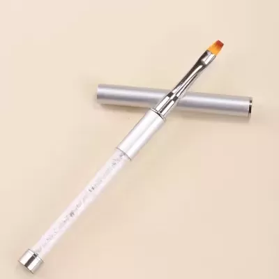 Pincel de unhas com cabo transparente e tampa prateada