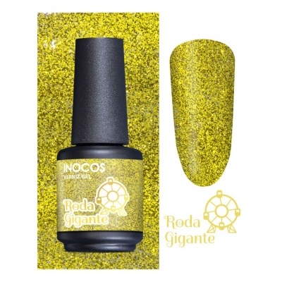 Verniz gel dourado glitter INOCOS Roda Gigante