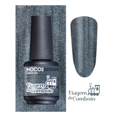 Esmalte gel cinzento INOCOS Viagem de Comboio em vidro fosco com tampa preta