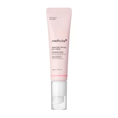 Frasco plástico rosa claro de creme para os olhos medicube