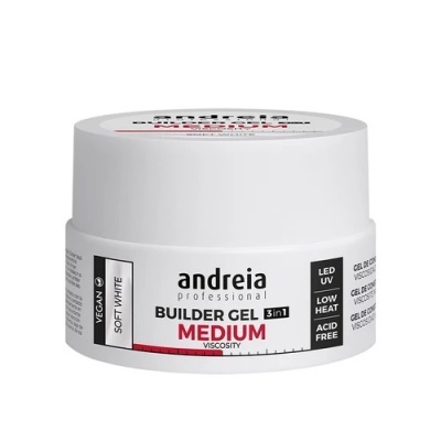 Frasco branco de gel construtor Andreia Builder Gel Medium