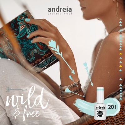 Esmalte andreia professional cor 201 com mulher segurando caderno decorado