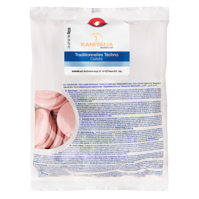 Pacote branco de Tradicionelles Techno Galets da XANITALIA com pastilhas cor de rosa