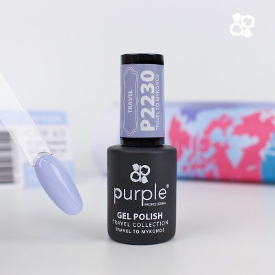 Verniz gel Purple Professional cor P2230 Travel to Mykonos com amostra da cor