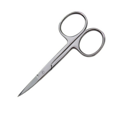 Tesoura de unhas pequena de metal prateado com alças redondas