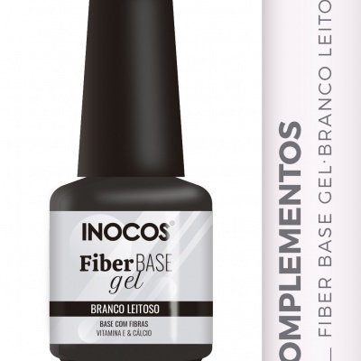 Frasco de gel base para unhas INOCOS Fiber Base Gel Branco Leitoso