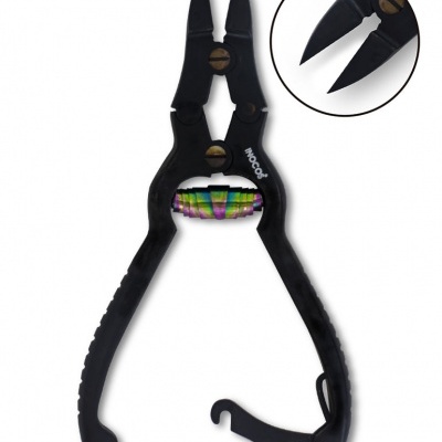 Alicates pretos com detalhe colorido no centro e punhos ergonómicos